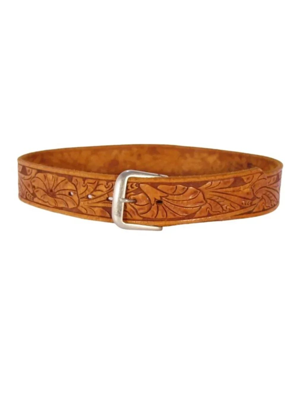 JUSTIN Vintage Tooled Western Belt Women's 28 - Picture 2 of 8